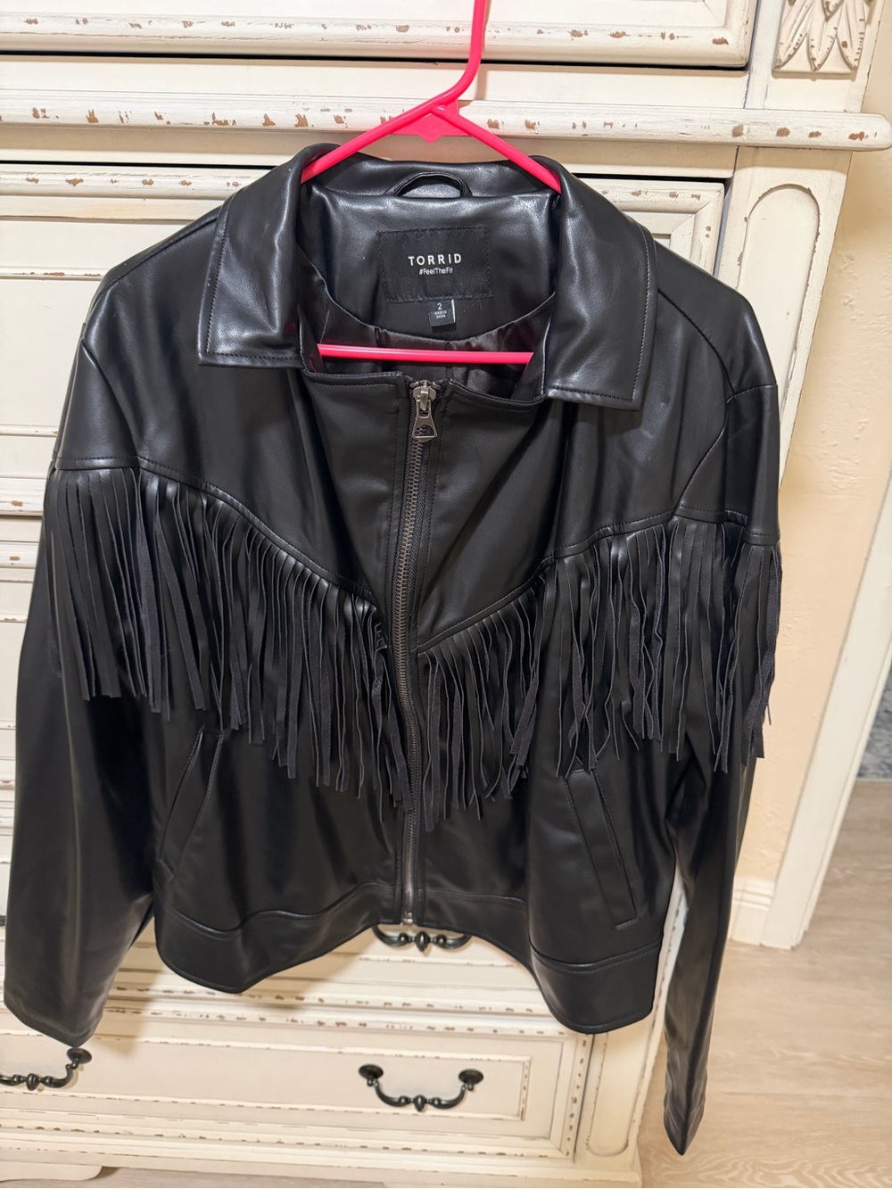 torrid Black Faux Leather Fringe Jacket
